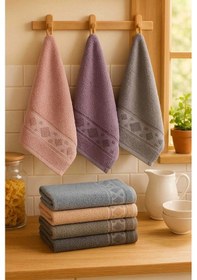 Resim 6 Parça Mutfak Havlusu Seti %100 Pamuklu Carla Çok Renkli 