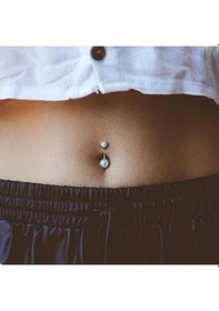 Resim Çelik Top İnci Göbek Piercingi Silver Rekli Renkli 