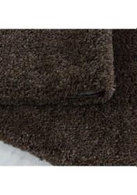 Resim Yuvarlak Halı Yumuşak Süpersoft Yüksek Tüylü 30 Mm Hav Yüksekliğinde Düz Kahverengi Renkli Shaggy Halı 