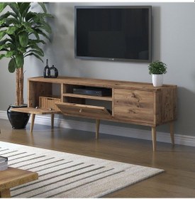 Resim Mbes Mobilya Beyza Ahşap Ayaklı 140 Cm Atlantik Çam Tv Sehbası 