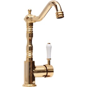 Resim Porselen Kol Te Mix Se Lavabo ve Mutfak Bataryası Altın 
