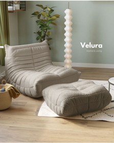 Resim Velura Home & Living Muvva Berjer & Puflu Pofuduk Relax Koltuk & Armut Tekli Koltuk - Sütlü Kahve 