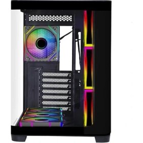 Resim GameBooster GB-G2852B Curved Temperli Camlı Type-C 3.1 7*ARGB Fan Seaview ATX Gaming Siyah Kasa 