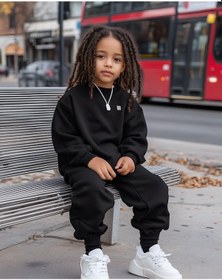 Resim Bisiklet Yaka Eşofman Takımı Siyah 