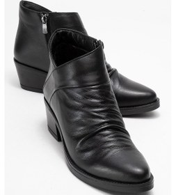 Resim Luvishoes Rule Siyah Hakiki Deri Kadın Kalın Topuklu Bot Siyah 