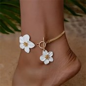 Resim Kadınlar için 1 adet Boho Tarzı Beyaz Çiçekli Ayak Bileği Bileziği - Altın Detaylı, Basit ve Şık Tasarım, Bahar, Yaz, Anneler Günü ve Tatil Hediyeleri için Mükemmel, Tatil Aksesuarı|Boho Aksesuarı|Şık Ayak Bileği Bileziği 