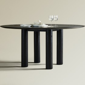Resim Torre Round L Dining Table Black Oak 