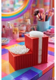 Resim İkisi Bir Arada Kulak Pamuğu & Pamuk Organizeri Kırmızı 