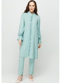 Resim Esswaap Önü Ve Koları Büzdürme Detaylı Pantolon Tunik Takım Mint-mint Mint Yeşili 