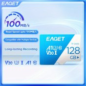 Resim EAGET 128GB SD Kart, V30 I A1 Sınıf 10, Yüksek Hızlı Bellek Kartı, Uzun Süre Kayıt, Çoklu Cihazlarla Uyumlu, Pilsiz, Doğum Günü/Paskalya/Erkek/Kız Arkadaş için İdeal Hediye 