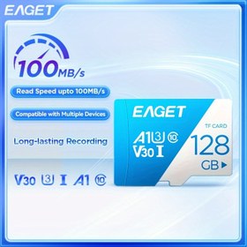 Resim EAGET 128GB SD Kart, V30 I A1 Sınıf 10, Yüksek Hızlı Bellek Kartı, Uzun Süre Kayıt, Çoklu Cihazlarla Uyumlu, Pilsiz, Doğum Günü/Paskalya/Erkek/Kız Arkadaş için İdeal Hediye 