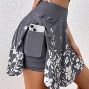 Resim Kadınlar için Telefon Cebi ile Yüksek Bel Skort - Minimalist Çiçek Baskılı Rahat Şortlar, Yazlık Kıyafetler için Orta Esneklikte Makine Yıkanabilir Kumaş, 4 Temmuz'a Dönüş ve 