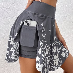 Resim Kadınlar için Telefon Cebi ile Yüksek Bel Skort - Minimalist Çiçek Baskılı Rahat Şortlar, Yazlık Kıyafetler için Orta Esneklikte Makine Yıkanabilir Kumaş, 4 Temmuz'a Dönüş ve 