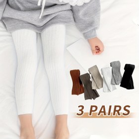 Resim 3'lü paket Bebek Taytı, Kız Çocukları İçin Tayt, Yürümeye Başlayan Çocuklar İçin Streç Pantolon, Polyester Karışımı, Sadece Elde Yıkama, Örgü Kumaş, Mevsimlik Tüm Yıl Boyunca, Düz Renkler, Açık Hava Rahat Çoraplar 