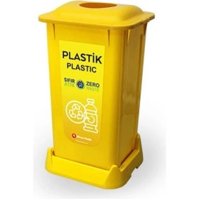 Resim 70 Lt Sarı Plastik Atık Kovası, Sıfır Atık Için Ideal ve Şık Tasarım 