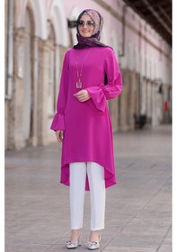 Resim Raika Moda Leman Büyük Beden Tesettür Tunik Fuşya 