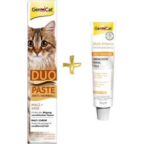 Resim Gimcat Duo Paste Peynirli Malt Kedi Macunu 50 G + Gimcat Multivitamin 