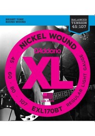 Resim D'addario Exl170bt Xl Nickel Wound Balanced Tension Bas Gitar Tel Seti - 45-107 Regular Light Profesyonel Eşit Gerilim Teknolojisi İle Tüm Tellerde Dengeli Hissiyat, Nikel Sargı Ve Parlak Tonlar 