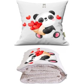 Resim Kalpli Panda Tv Battaniyeli Opsiyonel Dekoratif Araç İçi Yastık Çok Renkli 