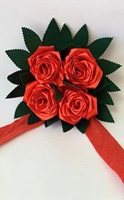 Resim Allhandmadegifts EL YAPIMI SATEN GÜL BAĞLAMA 28 CM 