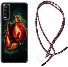 Resim kilifland Y11s ile Uyumlu Kılıf Rasta Ipli Boyun Askılı Desenli Silikon Boks Eldiveni 1763 