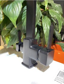 Resim İsaoğlu Yapı Arıtmalı Mutfak Bataryası Mat Siyah Arıtmalı Musluk Arıtıcılara Uygun Kare Modern Tasarım Siyah 