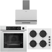 Resim Ferre Artline Beyaz Ankastre Set (D081-SA Beyaz Davlumbaz-CS206-FA Beyaz Ocak-XE64CB Beyaz Fırın) 