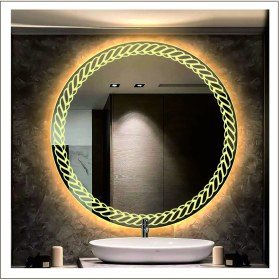 Resim Dnr-MirrorDnr-Mirror 70 cm Günışığı Ledli Tasarım Kumlamalı Banyo Aynası Makyaj Aynası Işıklı Ayna 