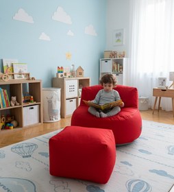 Resim Mila Kids Puff Koltuk & Oyun Koltuğu & Çocuk Koltuğu - Kırmızı 