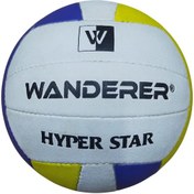 Resim Wanderer Hyper Star El Dikişli Voleybol Topu Beyaz - Mavi - Sarı 