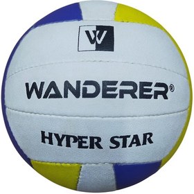 Resim Wanderer Hyper Star El Dikişli Voleybol Topu Beyaz - Mavi - Sarı 
