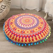 Resim 1 adet Bohemya Mandalı Koltuk Örtüsü (YASTIKLAR DAHİL DEĞİLDİR) - Parlak Geometrik Desenli Yuvarlak Dekorasyon Koltuk Örtüsü, Yoga, Meditasyon ve Bohemya Ev Dekorasyonu için Mükemmel, meditasyon matı | Canlı Zemin Dekorasyon örtüsü 