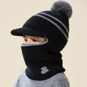 Resim 1 Adet 'Çıkarılabilir Kulaklıklar ve Ponponlu Tam Fermuarlı Sonbahar Şapkası - Esnek Sıcak Bej Örgü Şapka, Erkek & Kız Çocuklar İçin Kayak, Snowboard, Açık Hava Etkinlikleri (-6) için Yüz Koruma - Elde Yıkanabilir Soğuk Havalık Ceketi' 