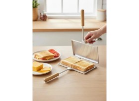 Resim Özaslanlılar Ocak Üstü Sade Tost Makinesi Alüminyum Döküm Tost Makinası (23 X 17 cm) 