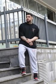 Resim aynewmoda Ejderha Baskılı Eşofman Altı Ve T-shirt - Jogger Tişört Alt Üst Eşofman Takımı Bisiklet Yaka 