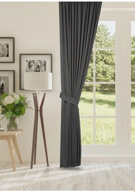 Resim Cheap's Home Petek Dokulu Kadife Dokuma Sık 1 X 3 Pileli Fon Perde Antrasit 