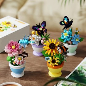 Resim Yapay Çiçek Yapı Bloğu Saksı Bitkisi Sukulent Bulmaca Oyuncak Öğretmenler Günü Hediyesi Masa Süsü 