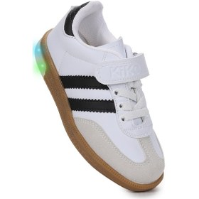 Resim Kiko Kids Renis Günlük Cırtlı Işıklı Erkek Çocuk Spor Ayakkabı Beyaz - Siyah Beyaz - Siyah 