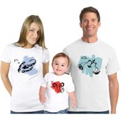Resim Bk Gift Kişiye Özel 3'lü Takım Anne Baba Bebek Beyaz Tişört 