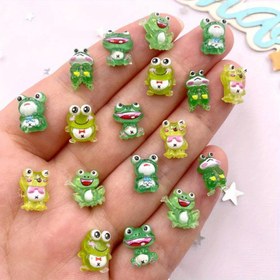 Resim 20 adet Reçine Kurbağa Süslemeleri, Düz Sırtı İnci, Karma Renk Glitter Minyatür Kurbağa Dekor, Tırnak Sanatı Çıkarma Kitapçığı DIY El Sanatları Aksesuarları 
