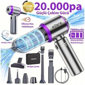 Resim Ezere 20000pa Güçlü Portatif Taşınabilir Vakumlu Kablosuz Üflemeli Mini Araç Süpürgesi 