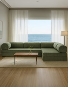 Resim Modamed Night Köşe Açılır Kanepe Yatak Olabilen Rahatlama , Köşe L Takımı, Üçlü Kanepe, Aktivite Yeşil 