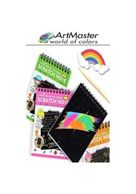 Resim Gökkuşağı Kazıma Defteri Sihirli A5 15x20 Cm 3 Paket 10 Sayfa Spiralli Scratch Note Spralli Siyah Sihirli Resim Defteri Siyah 