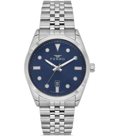 Resim Ferro F11567awt-a3 Quartz Çelik Gri Mavi Kadran 41 Mm Erkek Kol Saati 