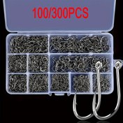 Resim 100/300 adet Yüksek Karbon Çelik Balıkçılık saç tokası Seti, Spor Dairesi Keskin Delme Kançaları, Boyutlar #3'den #12'ye - Tuzlu Su Tatlı Su Balıkçılığı için Depolama Kutusu ile Çeşitli Balıkçılık Kançaları 