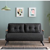 Resim Pafu Sando İkili Keten Katlanır Yataklı Koltuk Koyu Gri 