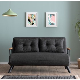 Resim Pafu Sando İkili Keten Katlanır Yataklı Koltuk Koyu Gri 