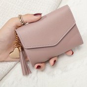 Resim FOREVER MIYIN Mini Kadın Cüzdanı - Kompakt Hafif Üç Katlı Tasarım, Çıtçıtlı Kapama, Çoklu Kart Yuvaları & Püskül Süsü - Günlük Gereçler Düzenleyici (Siyah), Sevimli Cüzdan, Kartlık, Püskül Aksan, Parlak Yüzey 