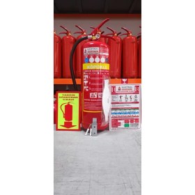 Resim 6 kg Foam Köpüklü Yangın Söndürme Tüpü 4 Yıl Garanti 3M N95 Maske Askı Aparatı kullanma talimatı ve fosforlu levha dahil 