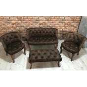 Resim ElizzanMobilya Kahverengi Çay Seti Berjer Koltuk Takımı 2+1+1 Koltuk Ve Bench Bank 